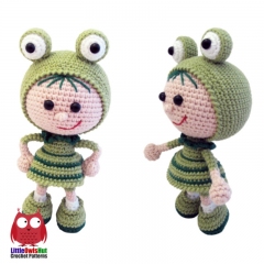 Doll in a frog outfit amigurumi pattern by LittleOwlsHut