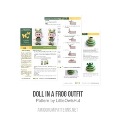 Doll in a frog outfit amigurumi pattern by LittleOwlsHut