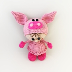 Doll in a pig outfit amigurumi pattern by LittleOwlsHut