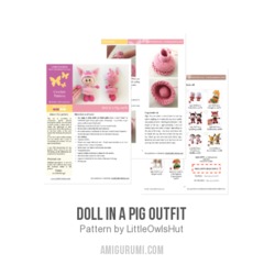 Doll in a pig outfit amigurumi pattern by LittleOwlsHut