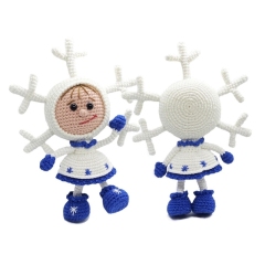 Doll in a snowflake outfit amigurumi pattern by LittleOwlsHut