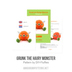 Grunk the hairy Monster amigurumi pattern by DIY Fluffies