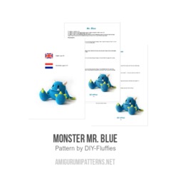 Monster Mr. Blue amigurumi pattern by DIY Fluffies