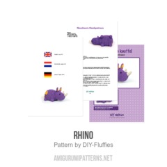 Purple Rhino amigurumi pattern by DIY Fluffies