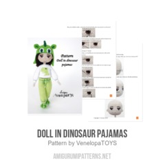 Doll in dinosaur pajamas amigurumi pattern by VenelopaTOYS