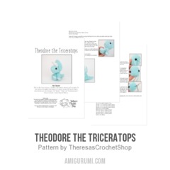 Theodore the Triceratops amigurumi pattern by Theresas Crochet Shop