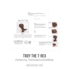 Troy the T-Rex amigurumi pattern by Theresas Crochet Shop