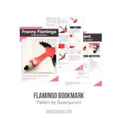 Flamingo Bookmark amigurumi pattern by Supergurumi