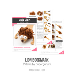 Lion Bookmark amigurumi pattern by Supergurumi