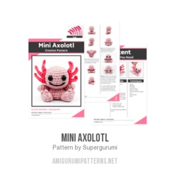 Mini Axolotl amigurumi pattern by Supergurumi