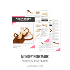 Monkey Bookmark amigurumi pattern by Supergurumi