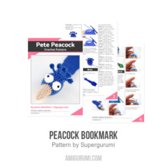 Peacock Bookmark amigurumi pattern by Supergurumi