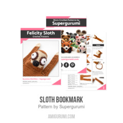 Sloth Bookmark amigurumi pattern by Supergurumi