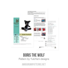Boris the Wolf amigurumi pattern by YukiYarn Designs