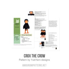 Crox the Crow amigurumi pattern by YukiYarn Designs