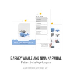 Barney Whale and Nina Narwhal amigurumi pattern by Hello Yellow Yarn