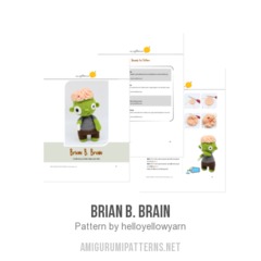 Brian B. Brain amigurumi pattern by Hello Yellow Yarn
