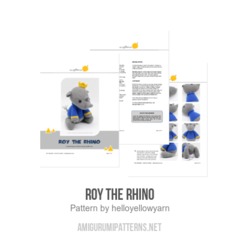 Roy the Rhino amigurumi pattern by Hello Yellow Yarn