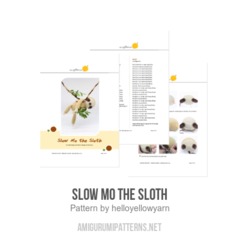 Slow Mo the Sloth amigurumi pattern by Hello Yellow Yarn