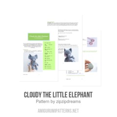 Cloudy the little Elephant amigurumi pattern by zipzipdreams