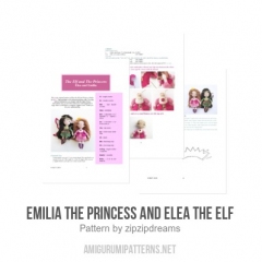 Emilia the princess and Elea the elf amigurumi pattern by zipzipdreams