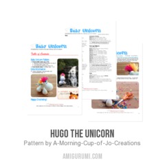 Hugo the Unicorn amigurumi pattern by A Morning Cup of Jo Creations