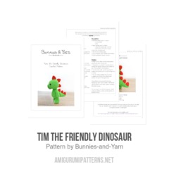 Tim the Friendly Dinosaur amigurumi pattern by Bunnies and Yarn