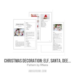 Christmas Decoration: elf, santa, deer and cupcake amigurumi pattern by RNata