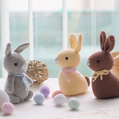 Easter decoration: bunnies, chick, sheeps and eggs amigurumi pattern by RNata