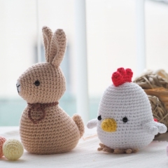 Easter decoration: bunnies, chick, sheeps and eggs amigurumi by RNata