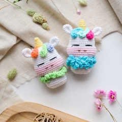 mini toys: cat, unicorn, flamingo, raccoon, dog and red panda amigurumi by RNata