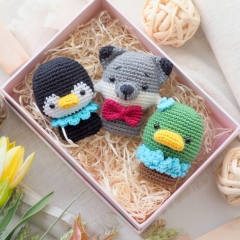 mini toys: sloth, penguin, duck, hippo, rhino and wolf amigurumi by RNata
