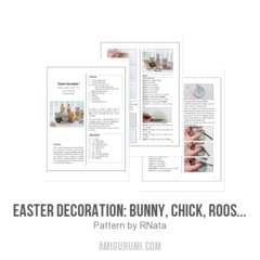 Easter decoration: bunny, chick, rooster, duck, frog and sheep amigurumi pattern by RNata