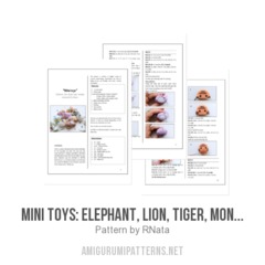 mini toys: elephant, lion, tiger, monkey, panda and koala amigurumi pattern by RNata