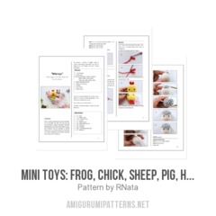 mini toys: frog, chick, sheep, pig, horse and cow amigurumi pattern by RNata