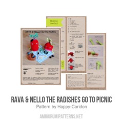 Rava & Nello the radishes go to picnic amigurumi pattern by Happy Coridon