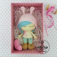 Julia with bunny cap amigurumi by Julio Toys