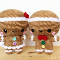 Cuddle-Sized Sugar and Spice the Gingerbread Twins amigurumi pattern by Storyland Amis