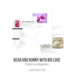 Bear and bunny with big love amigurumi pattern by Bigbebez