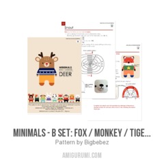 Minimals - B set: fox / monkey / tiger / polarbear / deer amigurumi pattern by Bigbebez