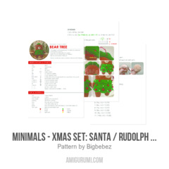 Minimals - Xmas set: Santa / Rudolph / Snowman / Bear tree / Elf amigurumi pattern by Bigbebez