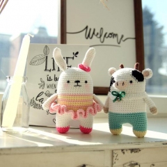 Minimals - A set: mouse / cat / dog / rabbit / milkcow amigurumi pattern by Bigbebez