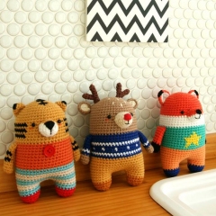 Minimals - B set: fox / monkey / tiger / polarbear / deer amigurumi pattern by Bigbebez