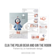 Elia the Polar Bear and Gin the Robin amigurumi pattern by Jo handmade design