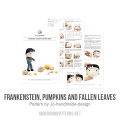 Frankenstein, pumpkins and fallen leaves amigurumi pattern by Jo handmade design