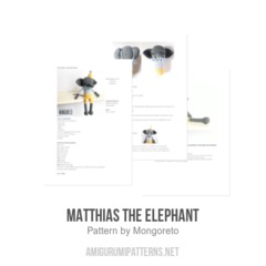 Matthias the elephant amigurumi pattern by Mongoreto