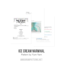 Ice Cream Narwhal amigurumi pattern by Yum Yarn
