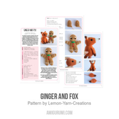 Ginger and Fox amigurumi pattern by Lemon Yarn Creations