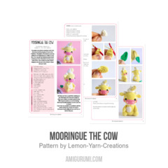 Mooringue the Cow amigurumi pattern by Lemon Yarn Creations