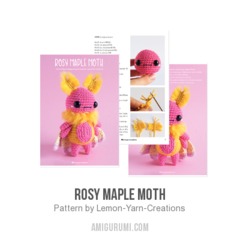 Rosy Maple Moth amigurumi pattern by Lemon Yarn Creations